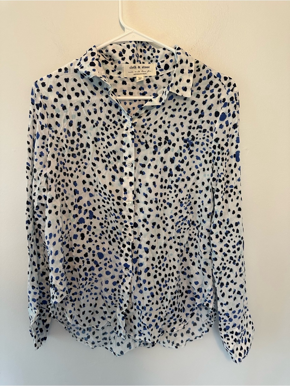 Cloth & Stone Anthropologie Spotted Animal Print Button Down Top Small